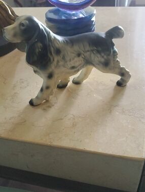 Porcelain Dog Figurine - Two-Tone Gray and White